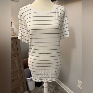 White and black stripped polyester top, super soft